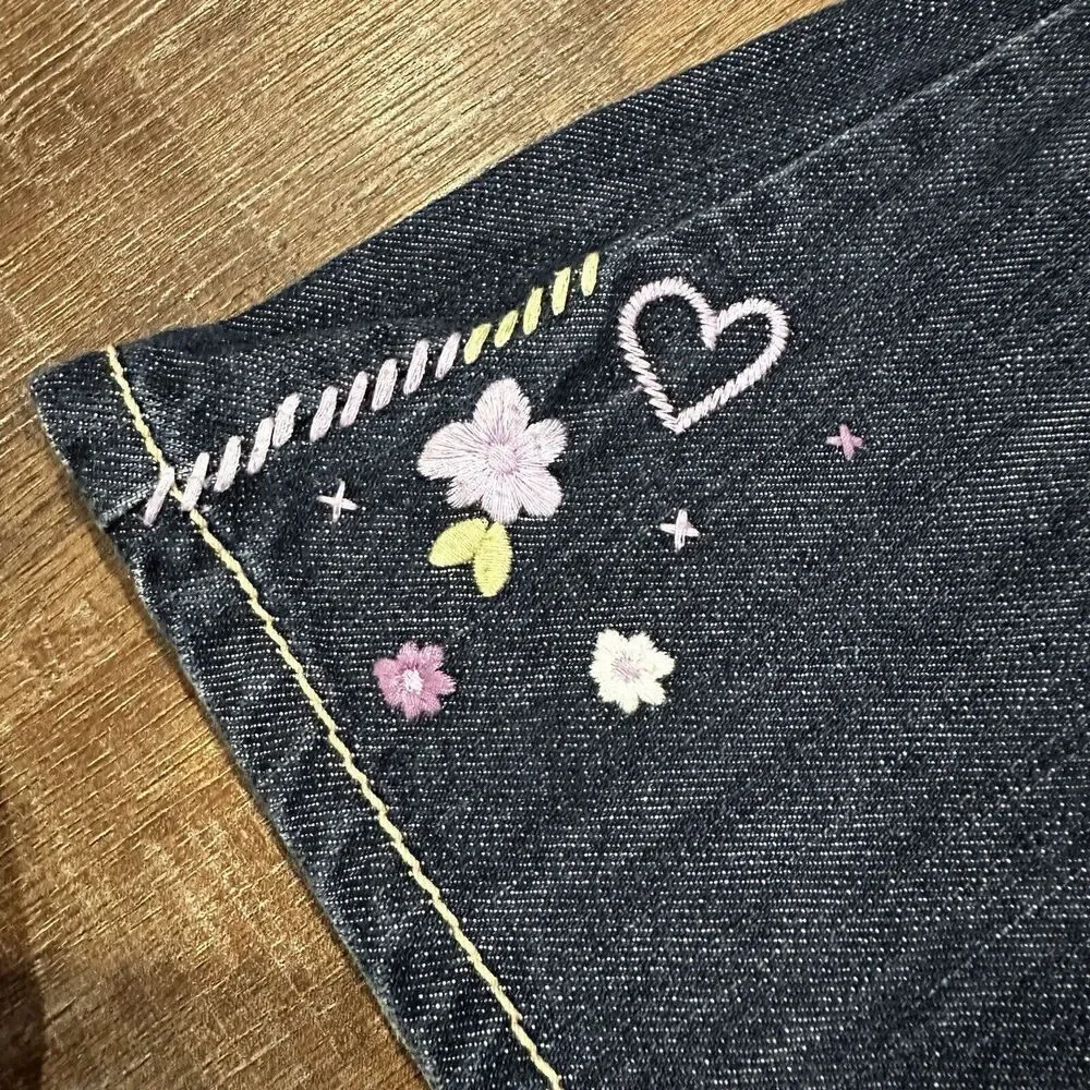 Gymboree Girls Dark Wash Embroidered Peace Sign Heart Flare Jeans Size 5 2009‎